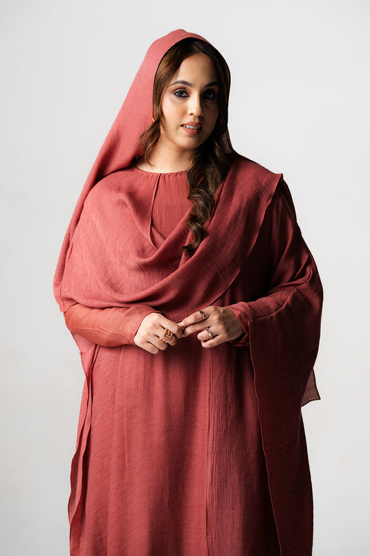 Elegant Flowy Chiffon Kaftan In Dusty Rose