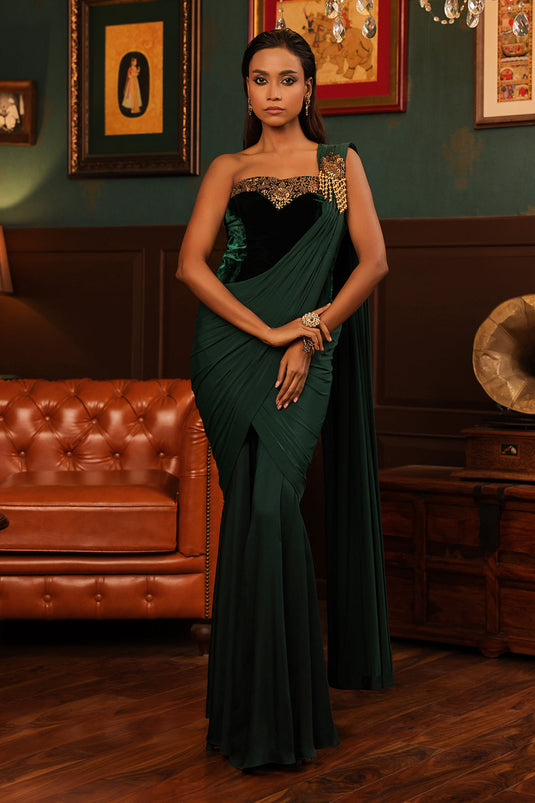 Emerald Drape Saree Set