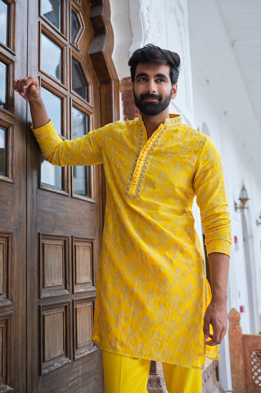 Festive Marigold Kurta Set