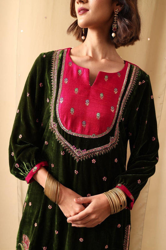 Forest Bloom Velvet Suit Set