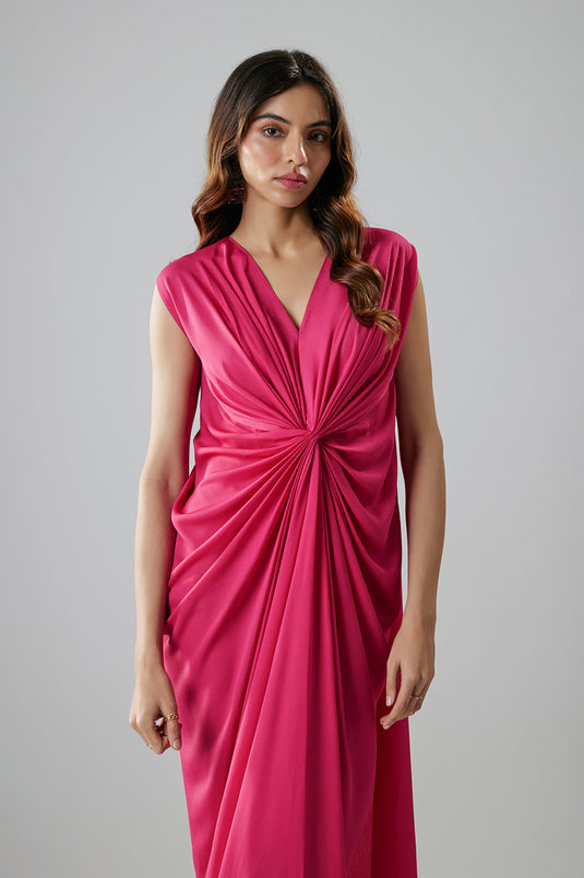 Fuschia Pink Double Georgette Gown