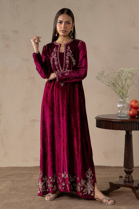 Garnet Bloom Velvet Suit Set