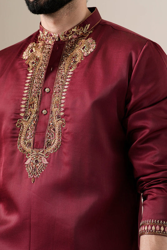 Gilded Maroon Kurta Set