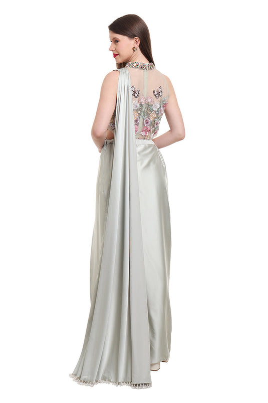 Green Drape Saree