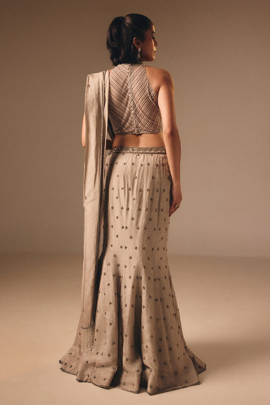 Grey Drape Saree
