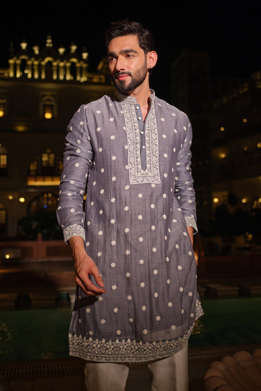 Grey Fleur Kurta Set