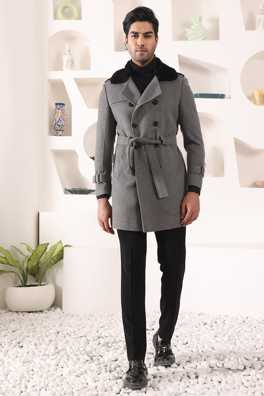 Grey overcoat with Furr Collar