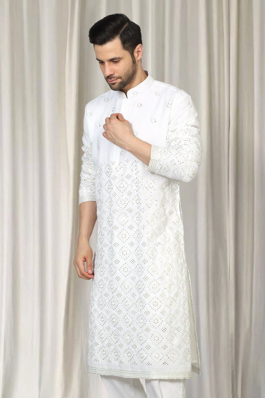 Harsh Mirror Embroidered Kurta With Back Elastic Pants