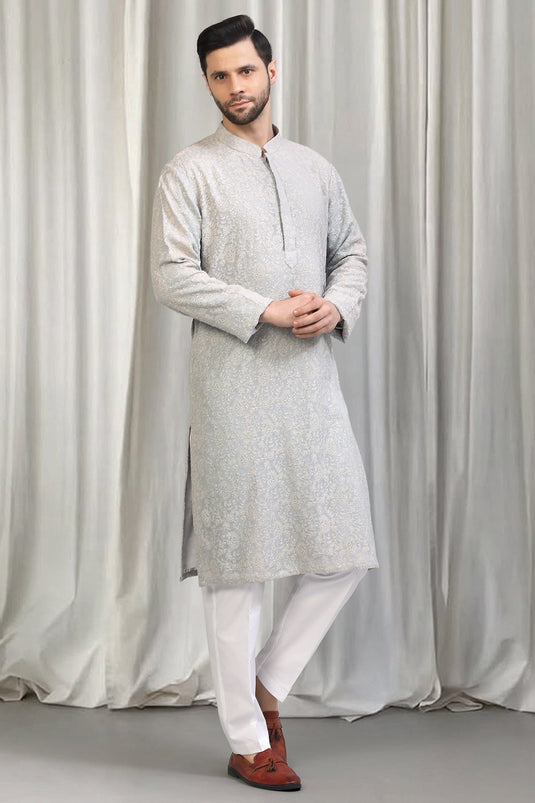 Harshollas All Over Embroidered Kurta With Back Elastic Pants