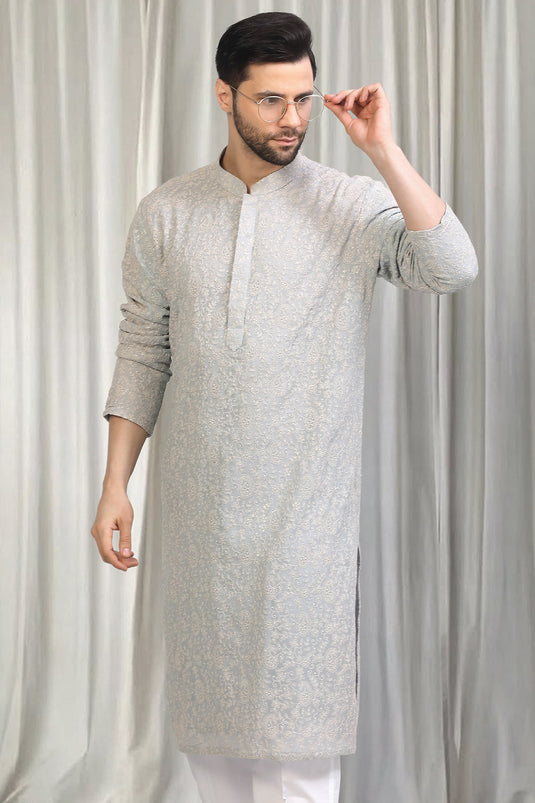 Harshollas All Over Embroidered Kurta With Back Elastic Pants