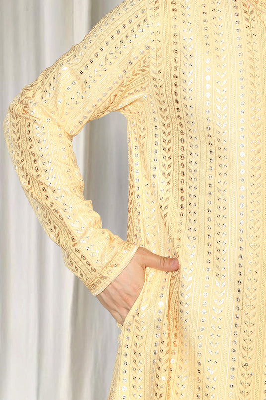 Harshollas Embroidered Kurta With Back Elastic Pants