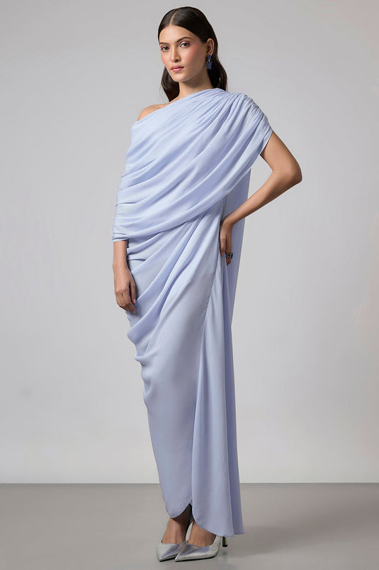 Ice Blue Double Georgette Gown
