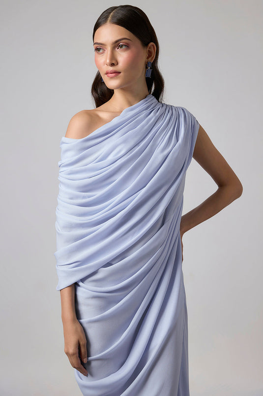 Ice Blue Double Georgette Gown