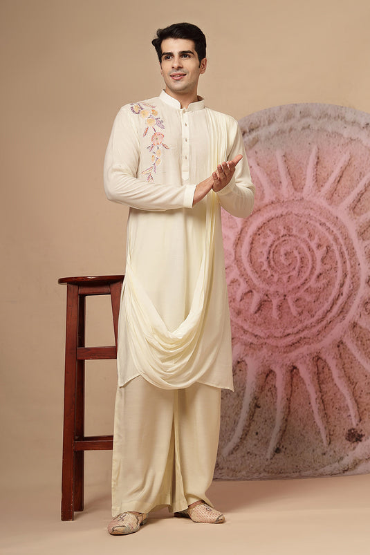 Ivory Cowl Kurta With Salwar Plazzo Pant