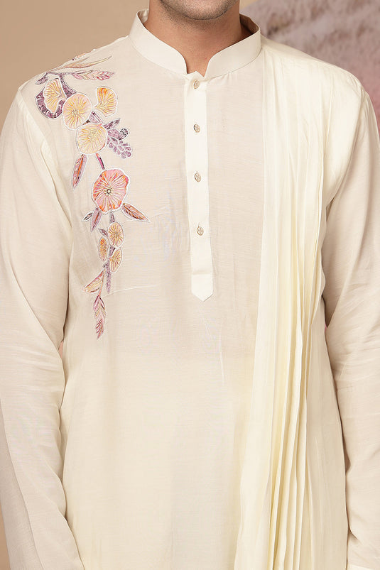 Ivory Cowl Kurta With Salwar Plazzo Pant