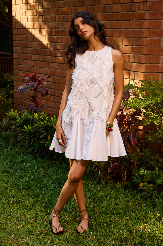 Ivory Lace Flare Shift