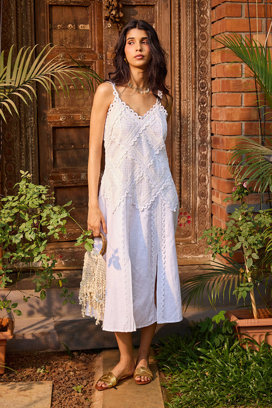 Ivory Lace Midi Dress