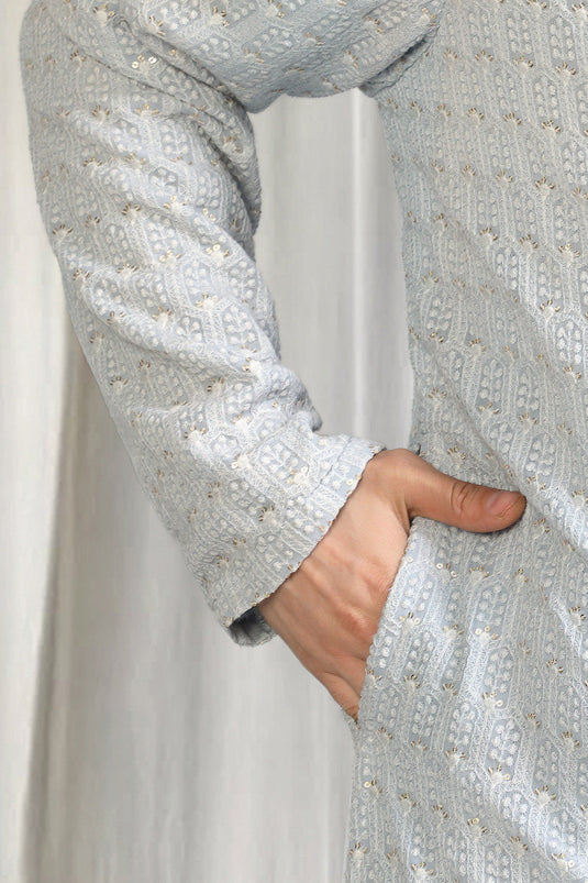 Jalsa All Over Embroidered Kurta With Back Elastic Pants