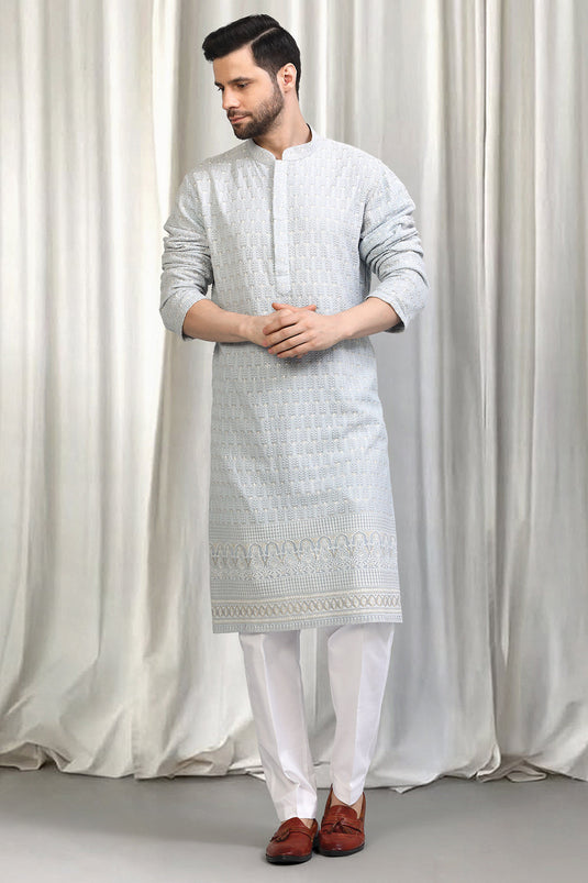 Jalsa All Over Embroidered Kurta With Back Elastic Pants