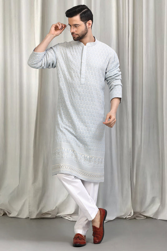Jalsa All Over Embroidered Kurta With Back Elastic Pants