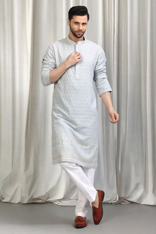 Jalsa All Over Embroidered Kurta With Back Elastic Pants