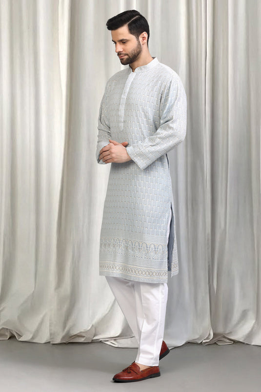 Jalsa All Over Embroidered Kurta With Back Elastic Pants