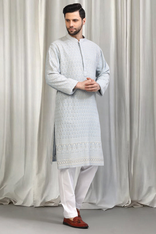 Jalsa All Over Embroidered Kurta With Back Elastic Pants