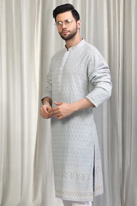 Jalsa All Over Embroidered Kurta With Back Elastic Pants