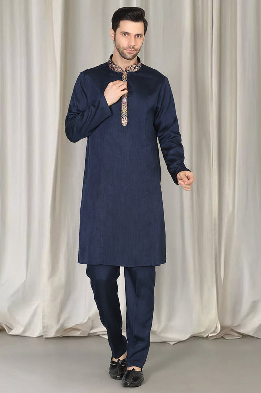 Kashmiriyat Embroidered Long Open Jacket With Kurta And Pants