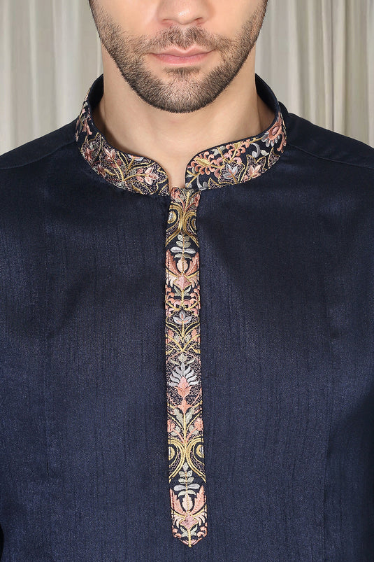 Kashmiriyat Embroidered Long Open Jacket With Kurta And Pants