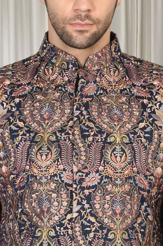 Kashmiriyat Sherwani Set With Kurta , Dupatta And Pants