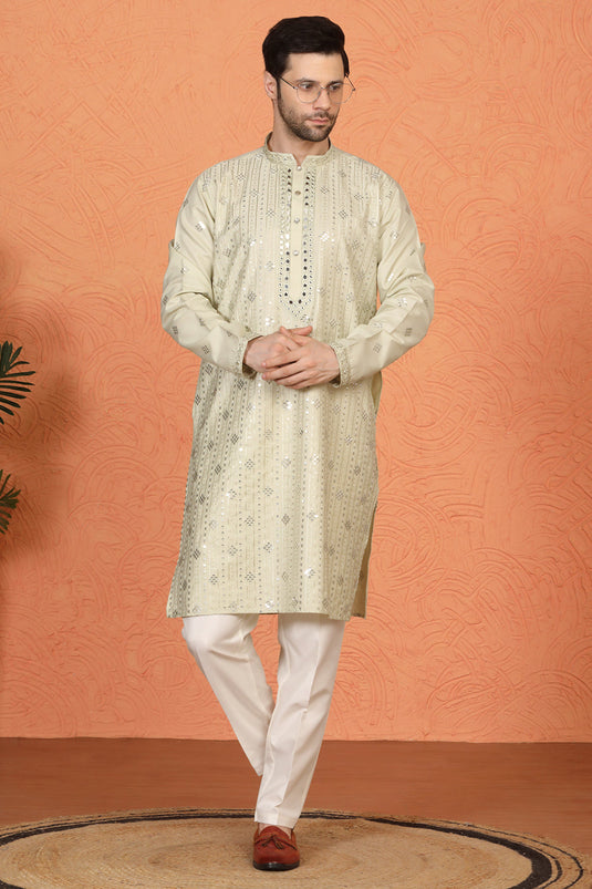 Krish Mirror Embroidered Kurta with Back Elastic Pants