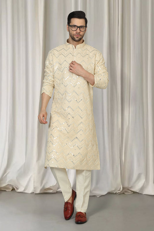 Krishna Mirror Embroidered Kurta With Back Elastic Pants