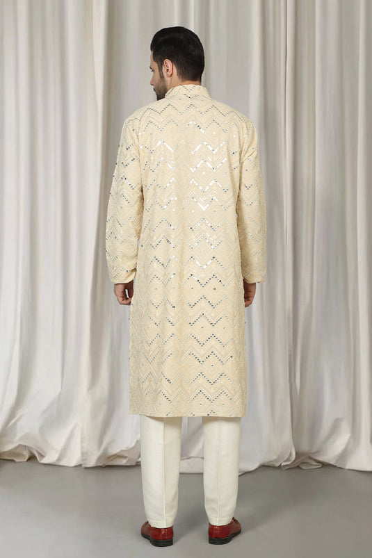 Krishna Mirror Embroidered Kurta With Back Elastic Pants