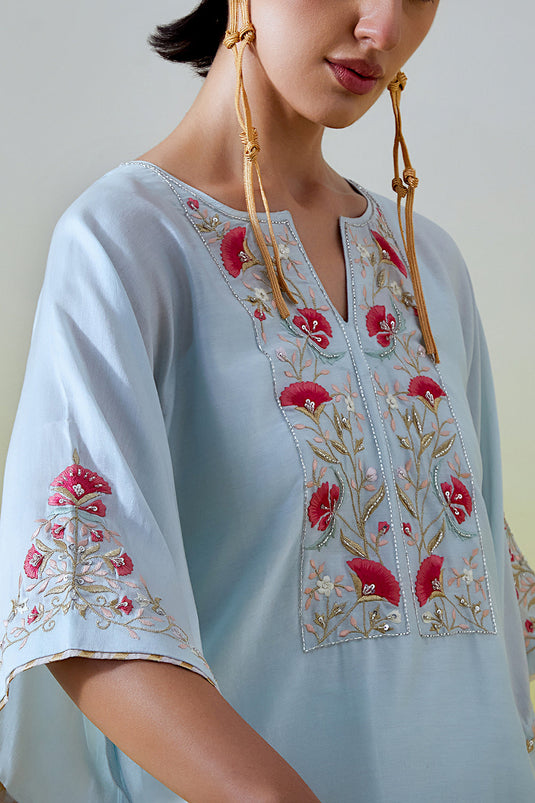 Light Blue Kaftan styke kurta with pant