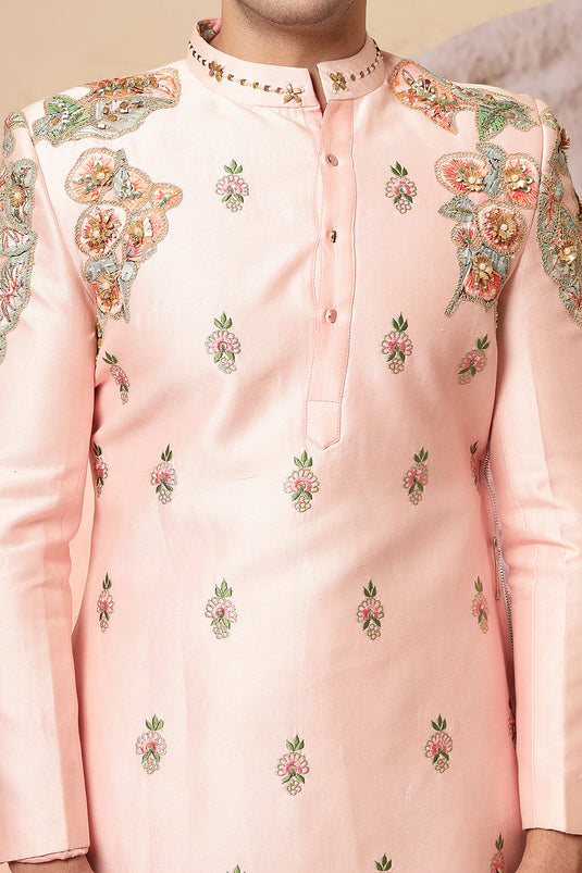 Light Pink Embroidered Kurta Plazo Set