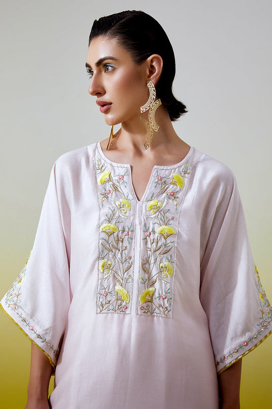 Light Pink Kaftan styke kurta with pant