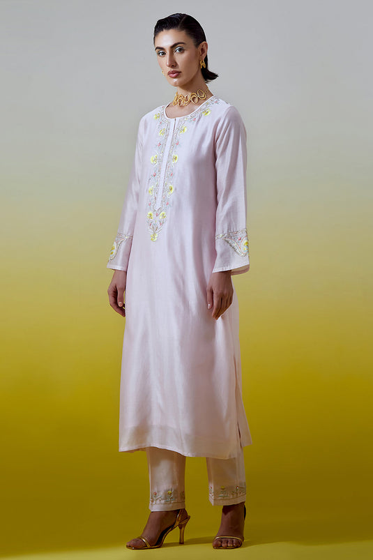 Light Pink Placket kurta and pant
