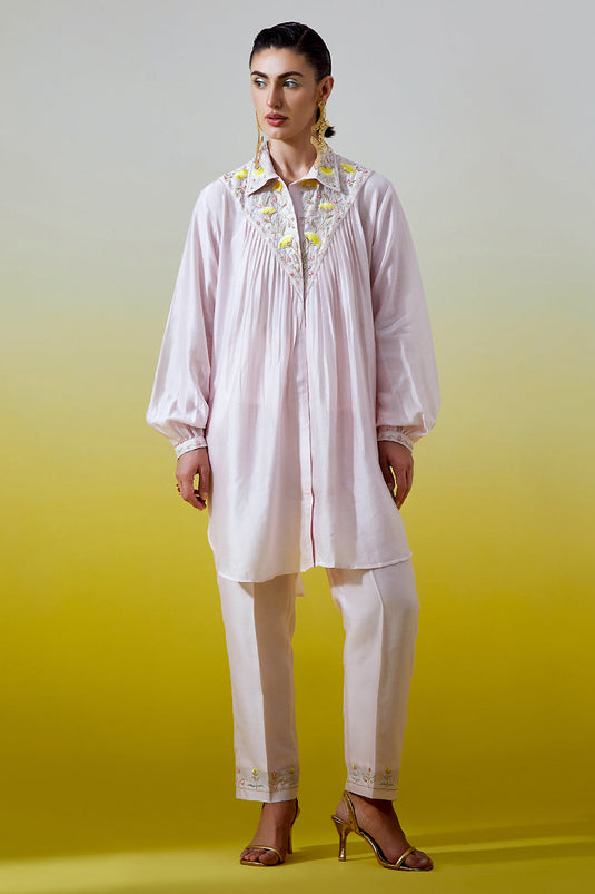 Light Pink Shirt with pintucks and pant