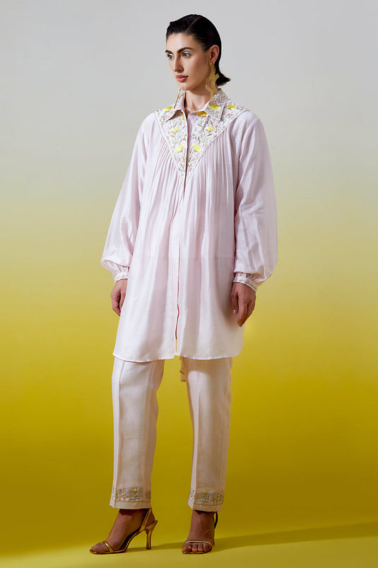 Light Pink Shirt with pintucks and pant