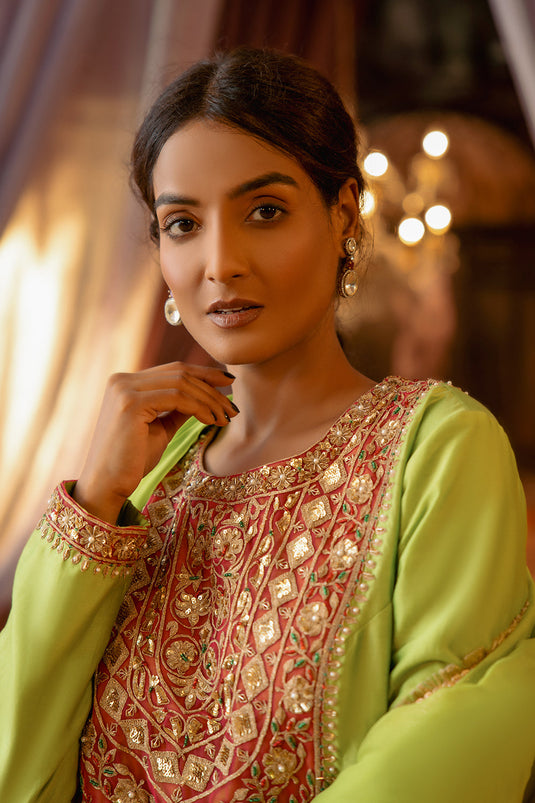 Lime Green Sharara Set