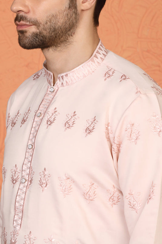 Lucknowi Embroidered Nawaab Saab Kurta with Back Elastic Pants