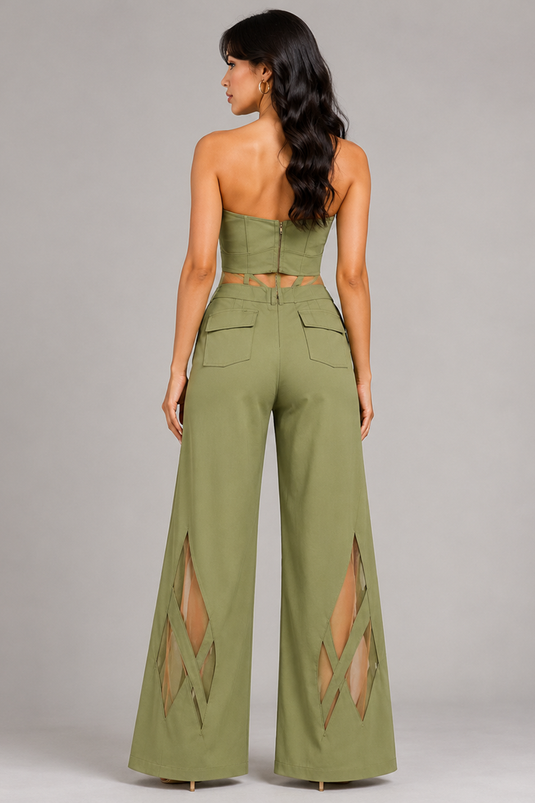 Matcha Green Twist Bandeau Corset Top for Women
