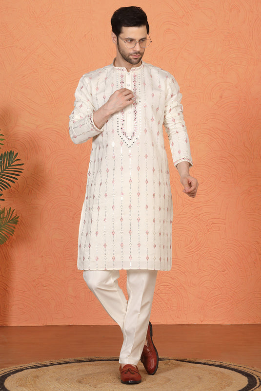Mayuresh Mirror Embroidered Kurta with Back Elastic Pants