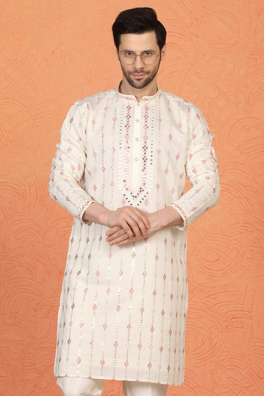 Mayuresh Mirror Embroidered Kurta with Back Elastic Pants