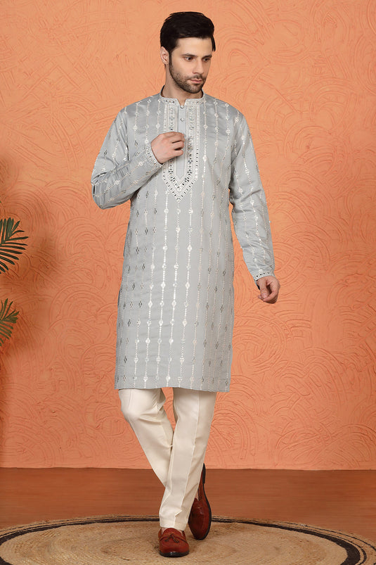 Mayuresh Mirror Embroidered Kurta with Back Elastic Pants
