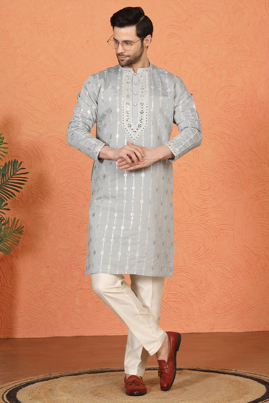 Mayuresh Mirror Embroidered Kurta with Back Elastic Pants