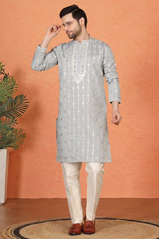 Mayuresh Mirror Embroidered Kurta with Back Elastic Pants