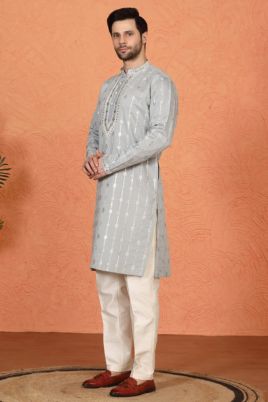 Mayuresh Mirror Embroidered Kurta with Back Elastic Pants