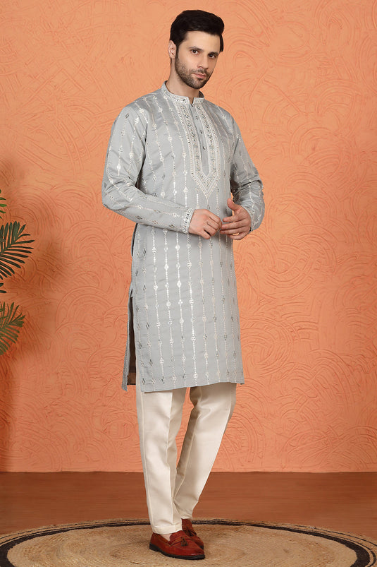 Mayuresh Mirror Embroidered Kurta with Back Elastic Pants